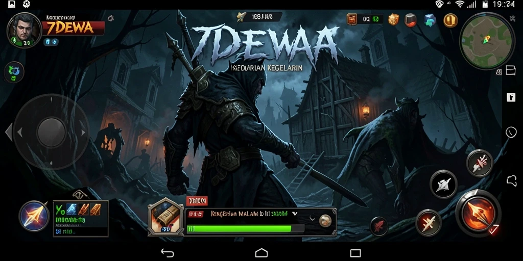 Screenshot gameplay 7DEWA menunjukkan suasana Horror yang mencekam.