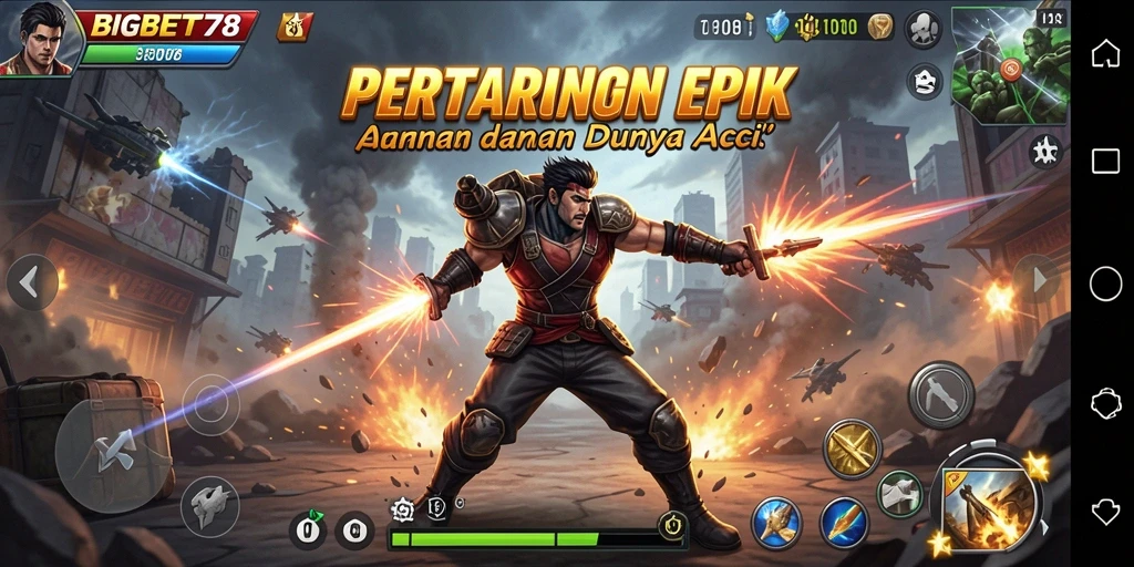 Tangkapan layar utama BIGBET78 menampilkan aksi pertempuran yang mendebarkan.