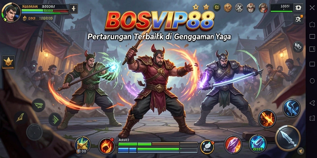 Tampilan gameplay seru dari BOSVIP88 yang menggambarkan pertarungan intens.