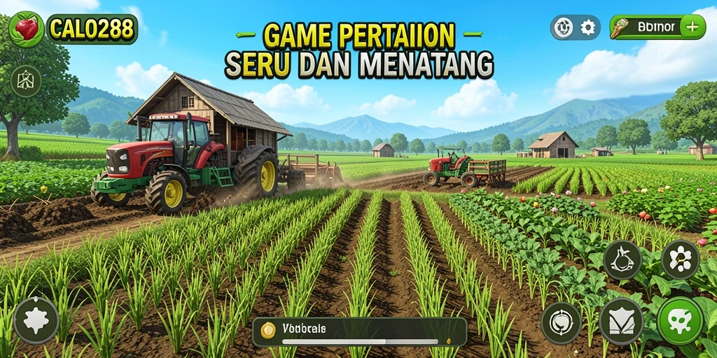 Screenshot gameplay CALO288 menunjukkan aktivitas bertani yang menyenangkan.