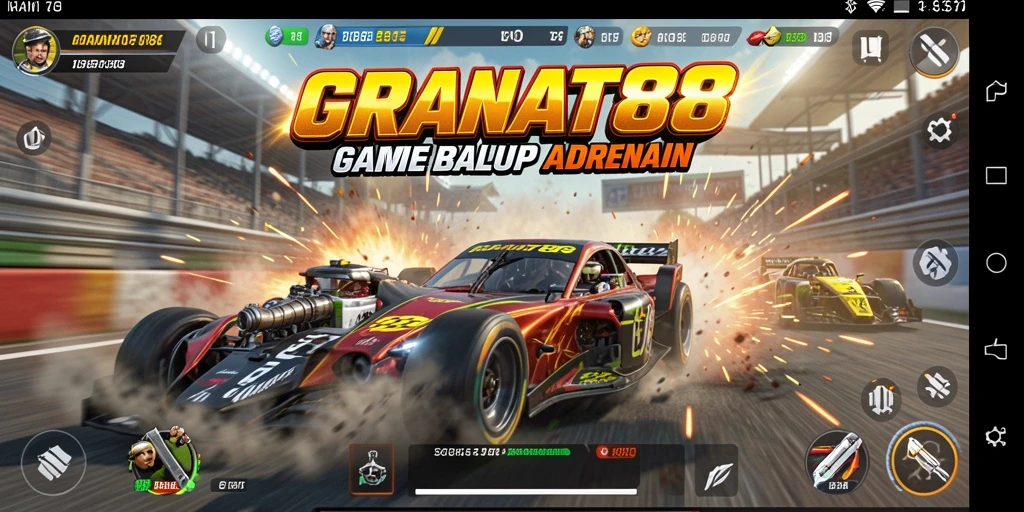 Gameplay intens dan seru dalam GRANAT88 saat balapan di trek.