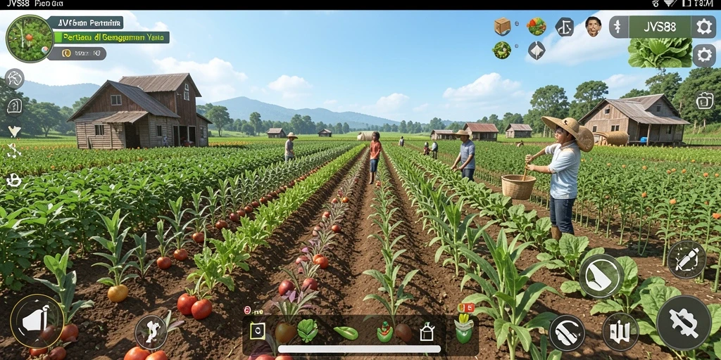 Tampilan gameplay yang menawan dari JVS88 dengan aktivitas pertanian.