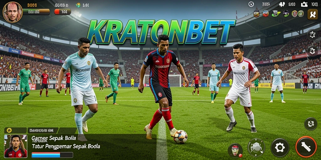 Tampilan gameplay KRATONBET dengan aksi sepak bola yang mendebarkan.