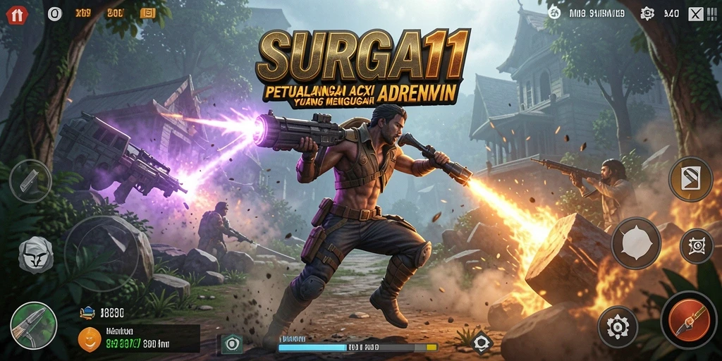 Tampilan gameplay mendebarkan di SURGA11, menampilkan aksi yang intens.