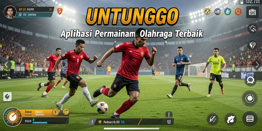 Tangkapan layar utama UNTUNGGO menampilkan gameplay yang penuh aksi dari olahraga yang berbeda.