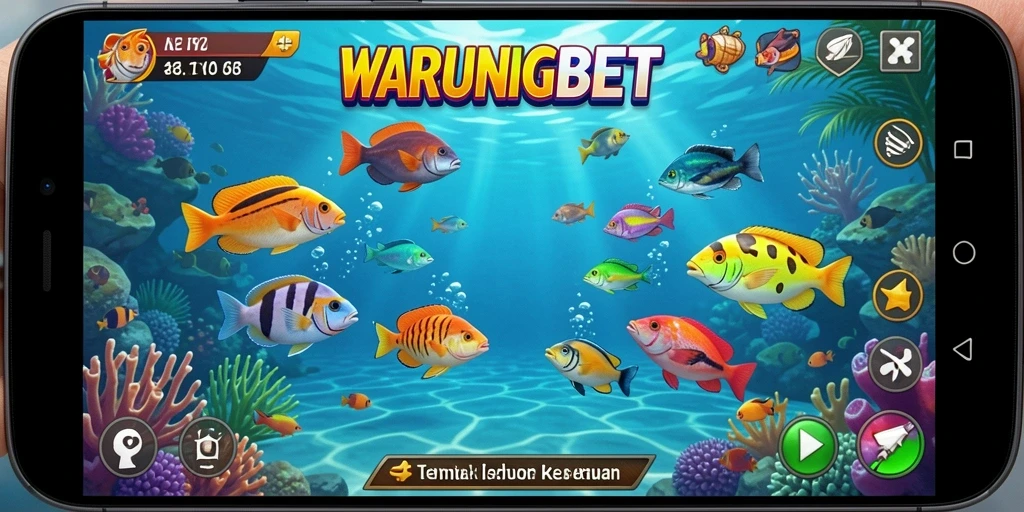 Skrinsot gameplay WARUNGBET menampilkan aksi menembak ikan yang seru.